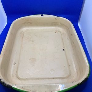 Enamelware Dish Vintage Green Primative Farmhouse